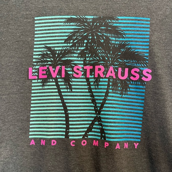 Levi's Gray Graphic crewneck T-Shirt for Men size medium palm tree neon surf - Picture 2 of 4